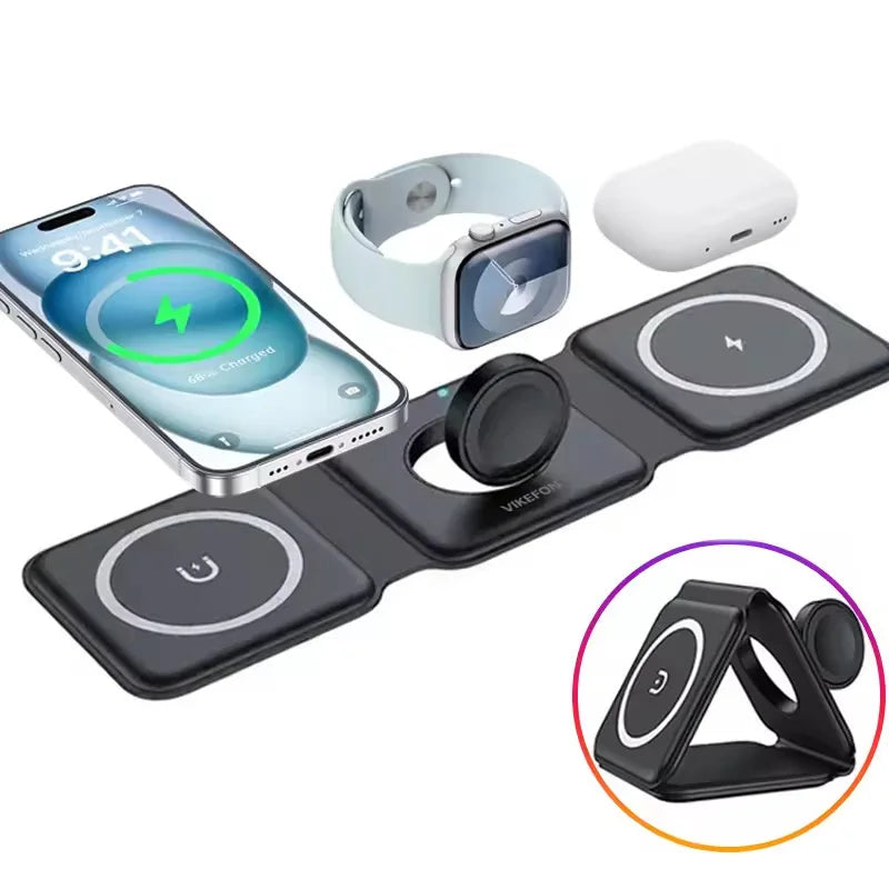 Chargeur Magnétique Pliable 3-en-1 Novelia