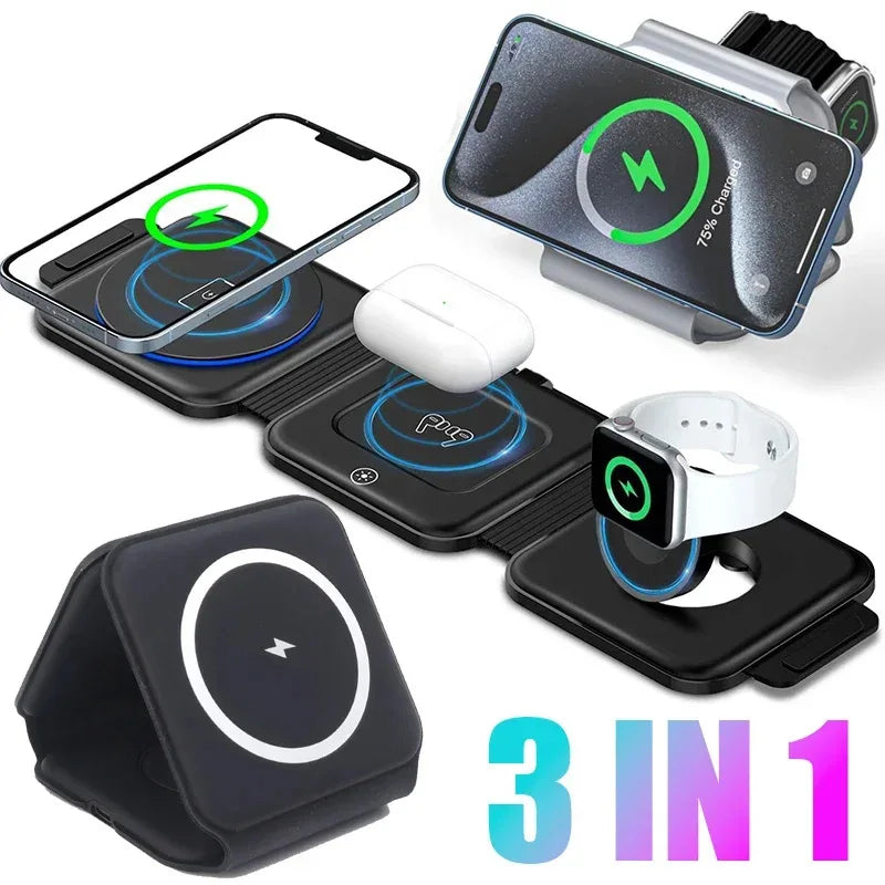 Chargeur Magnétique Pliable 3-en-1 Novelia